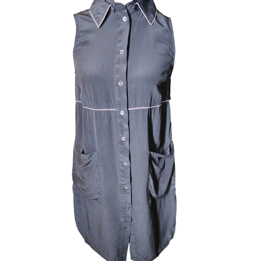 Derek Lam 10 Crosby 100% Silk Sleeveless Shirt Dress size 2